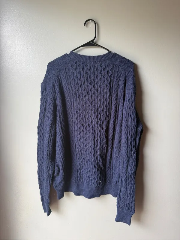 Uniqlo Navy Blue Cable Knit Crewneck Sweater Size XL - Image 6