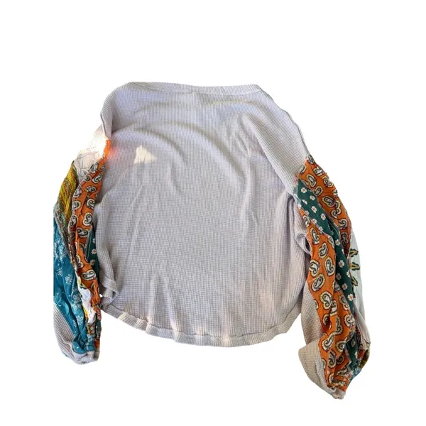We The Free‎ Free People Pink Waffle Knit Thermal Balloon Sleeve Top Boho S - Image 2