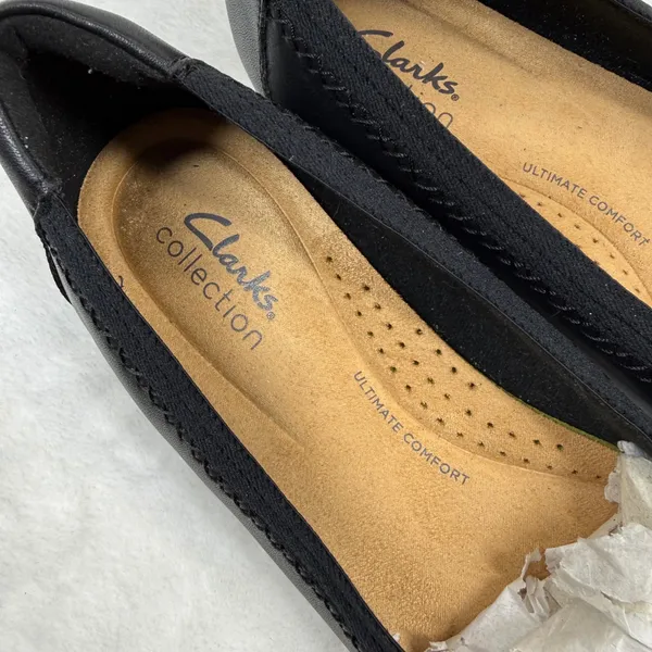 Clarks‎ Sara Bay Black Leather Ballet Flats Ultimate Comfort Round Toe Shoes 8M - Image 8
