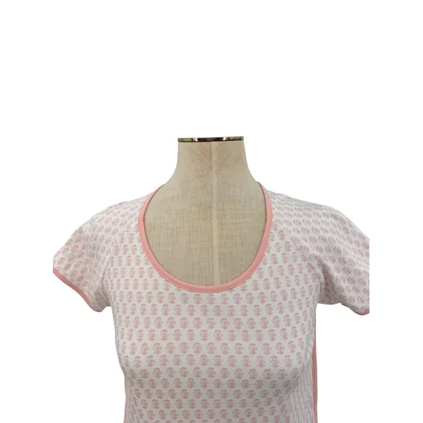 LAKE Pajamas Pima Cotton Floral Block Print Short Sleeve Pajama Top Pink XXS - Image 2
