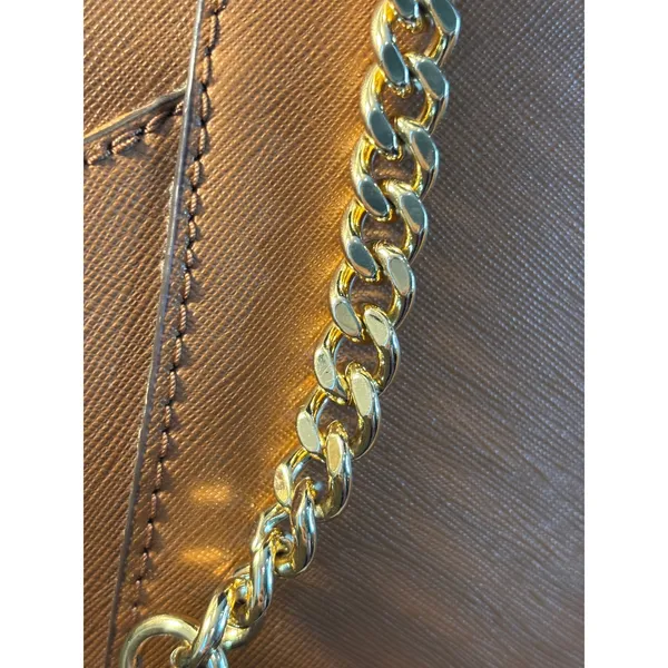 Michael Kors Jet Set Large EW Chain Tote Luggage Brown Saffiano Leather Handbag - Image 9