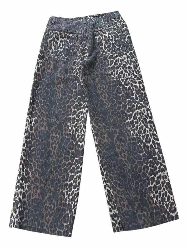 Edikted Leopard Print Wide-Leg Denim Pants - Image 2