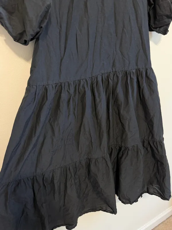 Roller Rabbit Tiered Cotton Silk Blend Dress Size Small Black Long Sleeve - Image 5