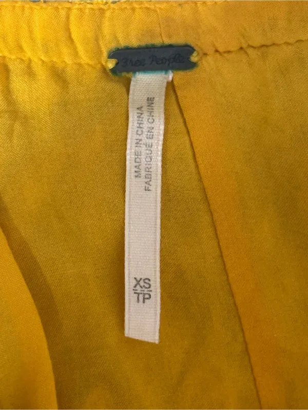 Free People Periscope Yellow Printed Sundress Spaghetti Strap Boho women’s Sz XS - Image 9