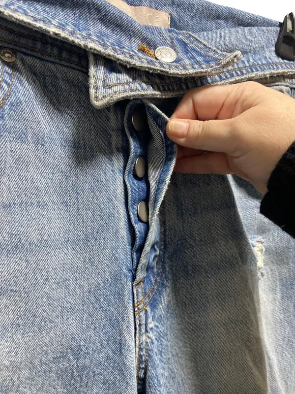 Revice Denim Fold Over Waist Baggy Denim Jeans Blue Size 28 Distressed Retro - Image 10