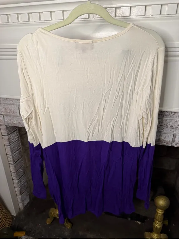 Clemson Two-Tone Long Sleeve Tee - Cream & Purple - Image 3