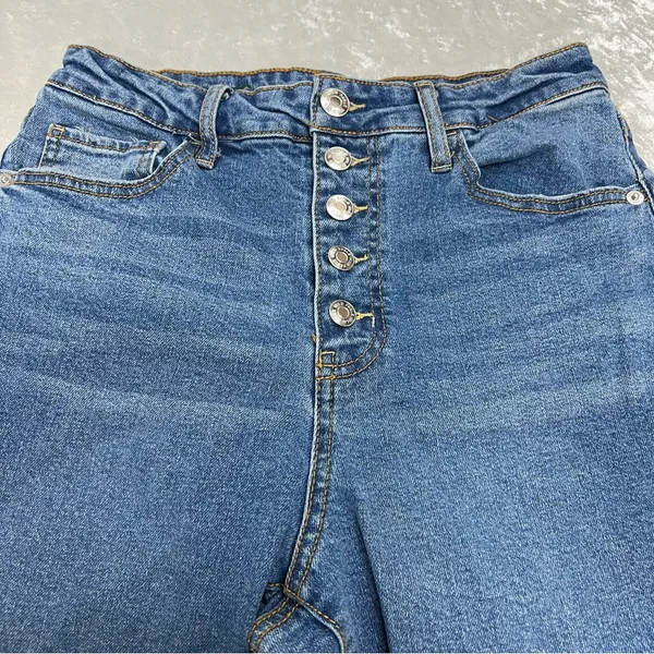 Flair Bell Bottom Jeans Womens 8 retro Boho Hippie Button Fly 90s Y2K - Image 4