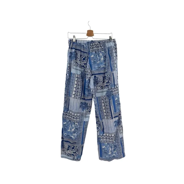 J.McLaughlin Eugene Palm Patchwork Wide Leg Pull On Pants Blue White Size Medium - Image 7