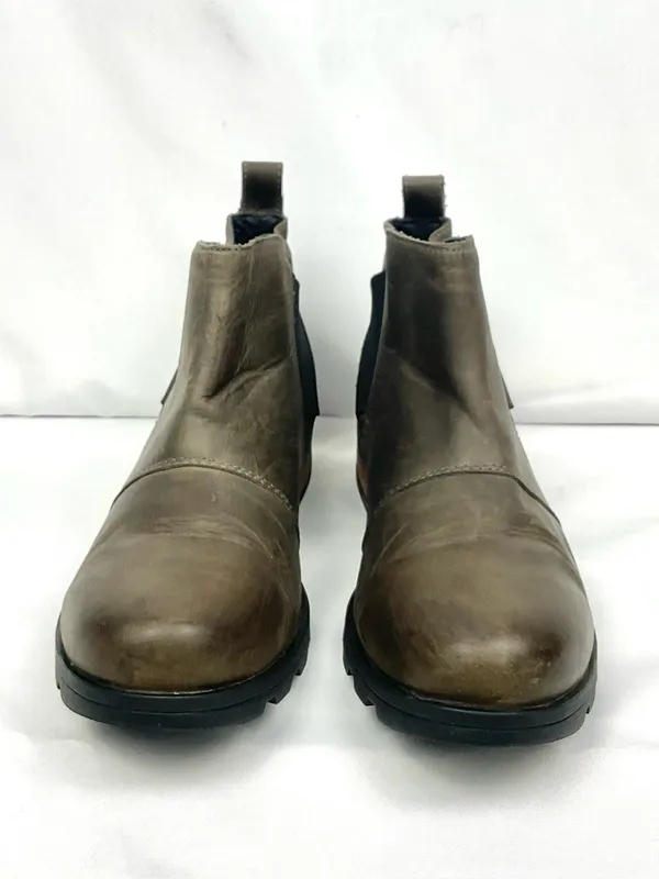 SOREL Emelie Chelsea Boots Olive/Brown Ankle Boot Sz 9.5 Waterproof Leather - Image 8