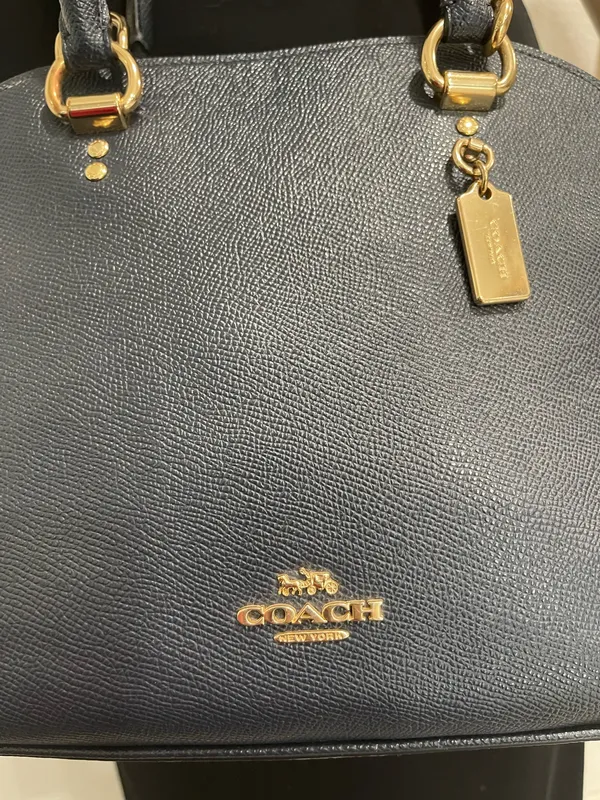 Coach Katy Satchel Bag - 2553 Dark Navy Blue Crossgrain Leather - Image 4