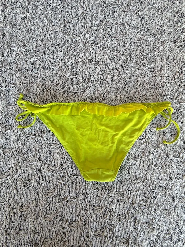 Hollister Lime Green Y2K Low Cut Frill Side-Tie Swim Bottom | Size Medium - Image 6