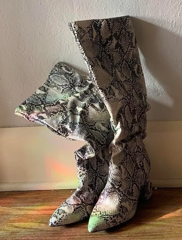 Vici Knee High Snakeskin Boots - Image 2