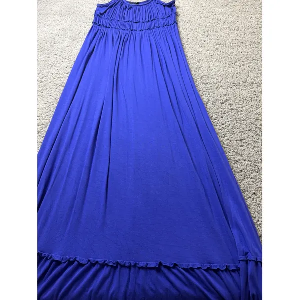 Spense PurpleSmocked Maxi Dress Braided Straps Ruffle Hem Size L Womens - Image 3