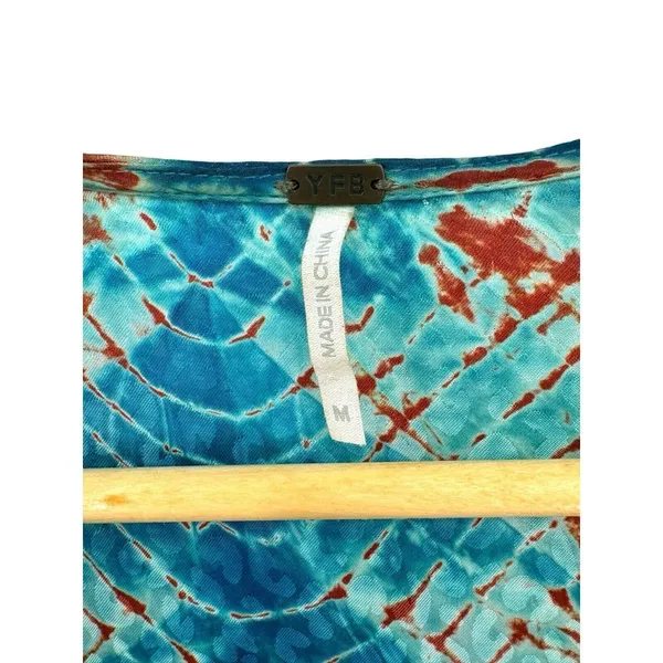 Young Fabulous &‎ Broke Belle Midi Wrap Dress Medium Mud Savannah Rust Blue - Image 5