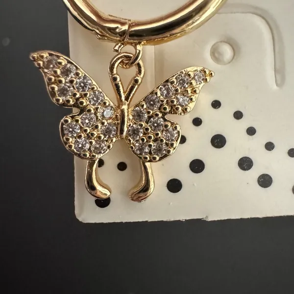 Allison Rose Atelier 14K Gold Plated‎ Butterfly Hoop Dangle Earrings Women's - Image 2