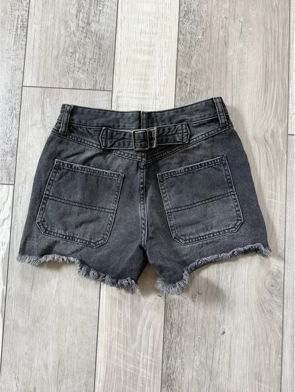 Free People Whimsigoth Jesse Carpenter Washed Black Denim Cotton Shorts 24 - Image 10