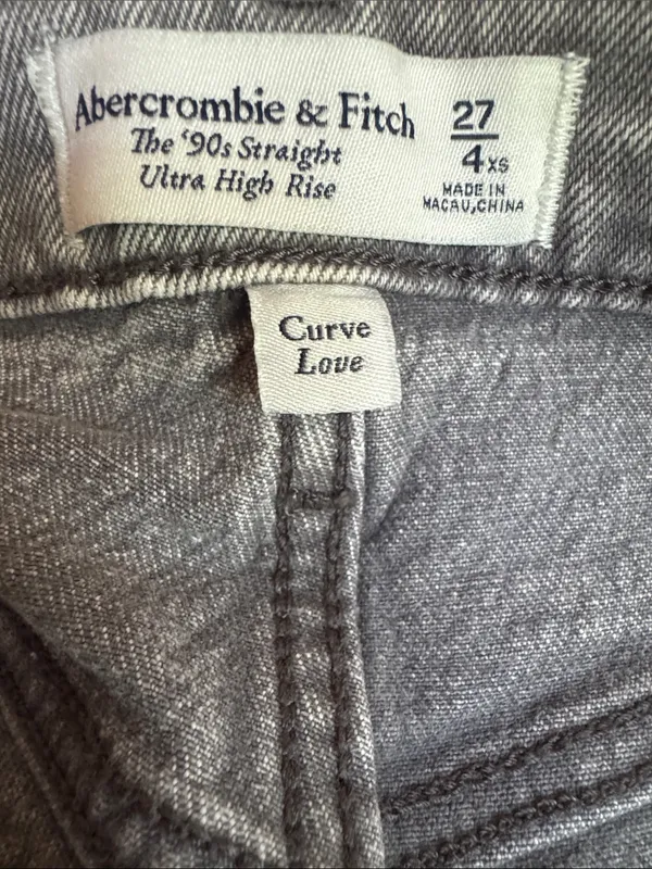 Abercrombie Curve Love 90s Straight Ultra High Rise Gray Jeans Size 27 - Image 8