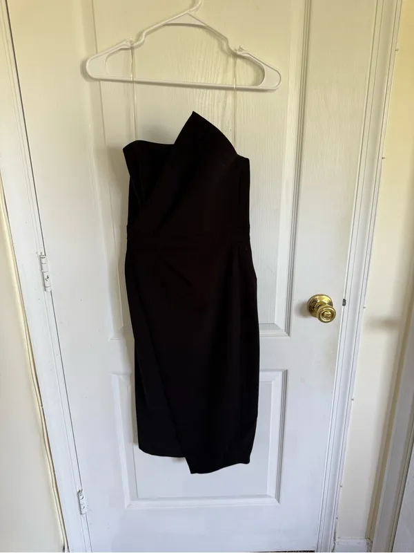 House of CB UMA Black Fold Front Mini Dress - Image 2