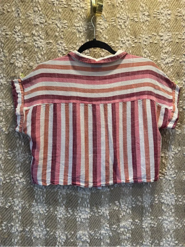 Miami by Francesca’s Striped‎ Button Down Crop Top Size L - Image 2