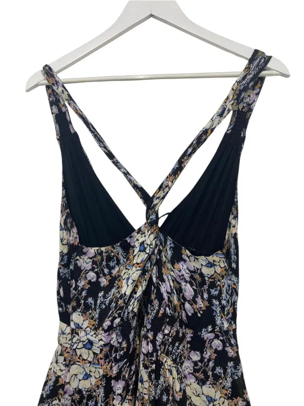 Free People Washed Ashore Halter Mini Dress Black Floral Size L - Image 11