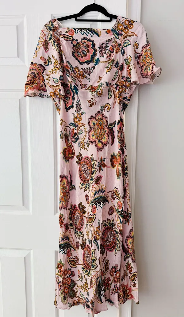 Anthropologie Kachel Flutter-Sleeve Floral Slip Maxi Dress, Size 12P - Image 6