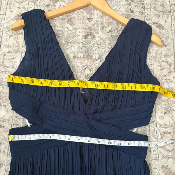 Lulus Compelling Poise Navy Blue Plisse Cutout Sleeveless Maxi Dress Size Medium - Image 7