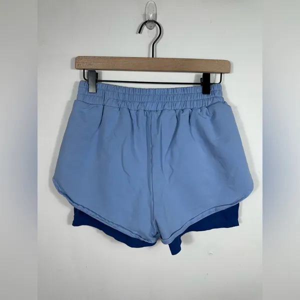 BO+TEE‎ Double Layer 2 in 1 Running Shorts Blue Athletic Gym Women’s Small - Image 3