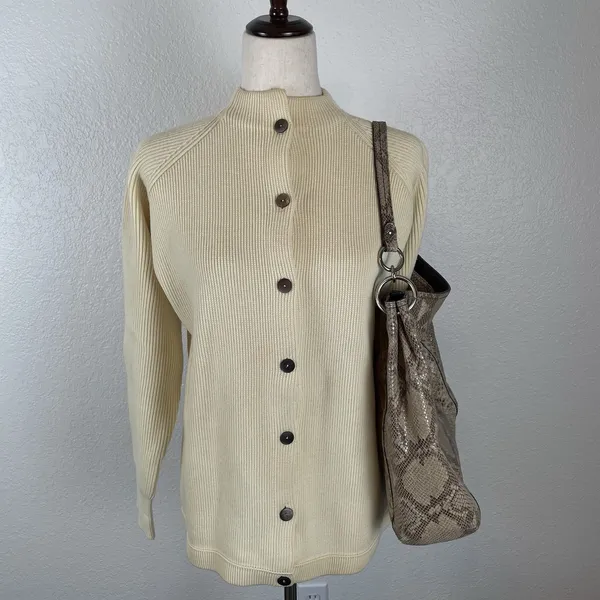 Coach Park Python Snake Print Leather Shoulder Hobo Bag Y2K Style Tan Shiny - Image 3