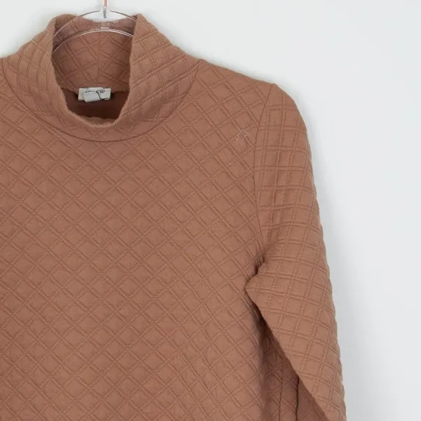J. Crew Womens Quilted‎ Mock neck Pullover Top Size S Tan Long Sleeve Capsule - Image 3