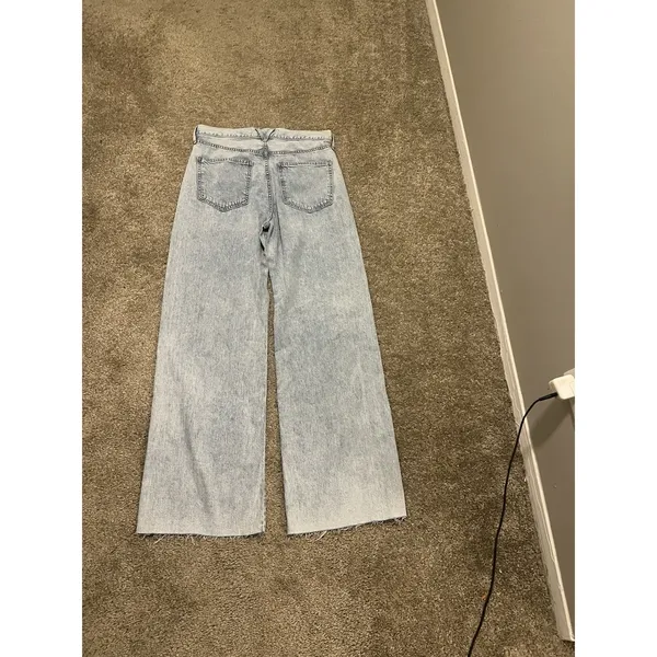 Veronica Beard Taylor Relaxed Wide Leg Pale Stone Jeans High Rise Raw Hem Sz 29 - Image 8