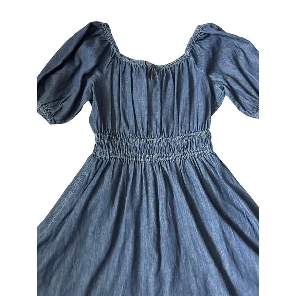 GAP Smocked Denim Mini Dress Dark Wash Size‎ Medium Tall - Image 11