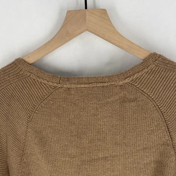 Athleta Hanover Sweater‎ Womens Size M Extra Fine Merino Wool Blend V-Neck Brown - Image 9