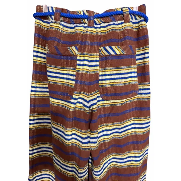 Free People Preppy Plaid Pull On Trousers Pants Flannel Brown/Blue‎ Size Medium - Image 4