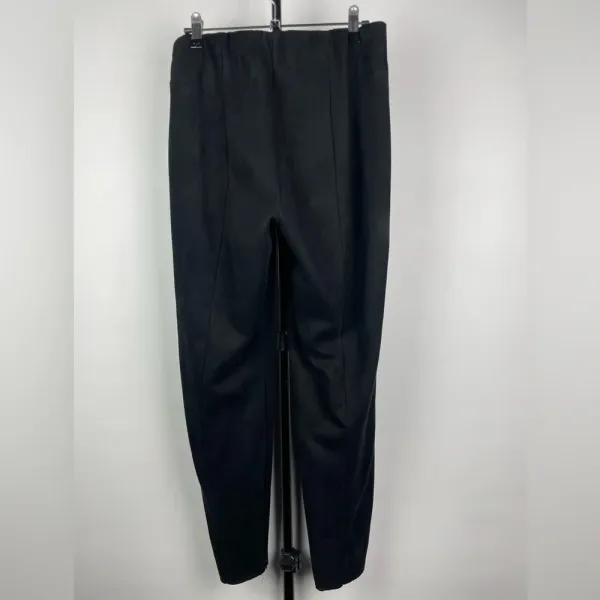 Zara Basic Black Faux Suede Tapered Ankle Zip Mid Rise Elastic‎ Waist Leggings - Image 4