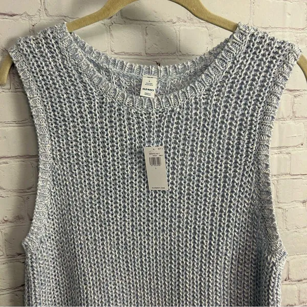 Old Navy New baby blue woven knit sweater vest ladies large preppy academia - Image 8