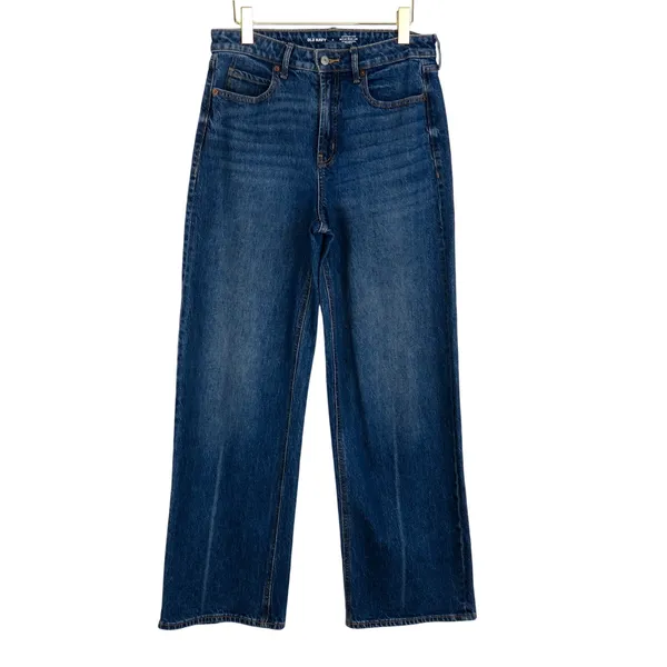Old Navy Extra High Rise Sky-Hi Wide Leg Dark Wash Jeans Size 6 High Rise - Image 2