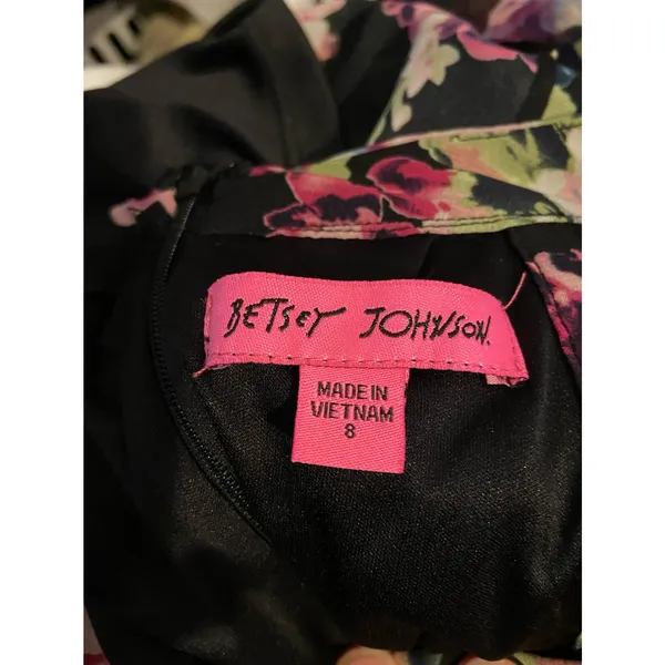 Betsey Johnson Womens Dress 8 Black‎ Pink Blue Green Floral Halter Mini Babydoll - Image 5