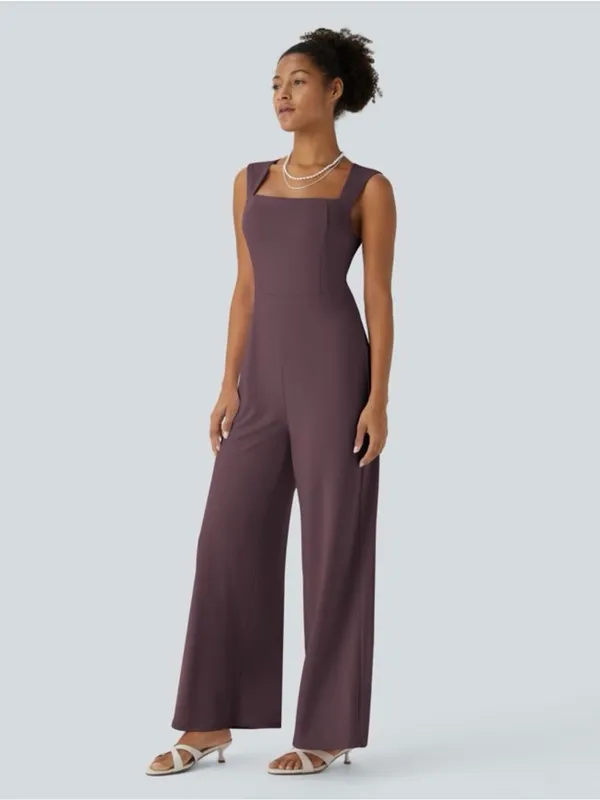 HALARA Plum Square-Neck Maxi Jumpsuit - Image 3