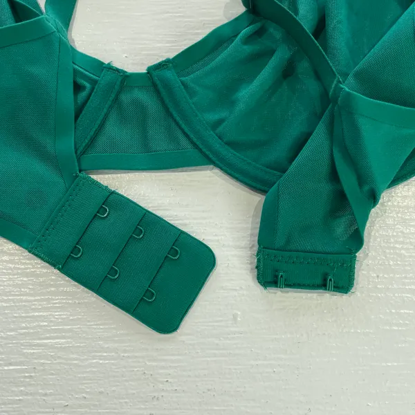 Aerie New SMOOTHEZ Mesh Unlined Underwire Balconette Bra Green Envy Size 36C - Image 10