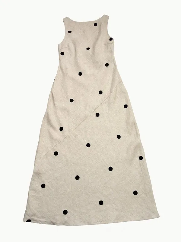 NWT DISSH Beverly in Natural Spot Linen Scoop Back Sleeveless Maxi Dress US 6 - Image 6