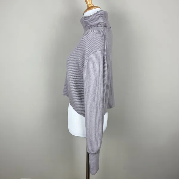 Wilfred Aritzia Sweater Small Cropped Turtleneck Merino Wool‎ Ribbed Pullover S - Image 8