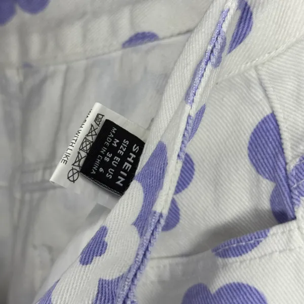 White Denim Purple Floral Jeans - Image 3