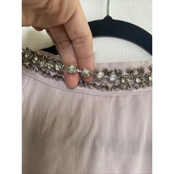 Rebecca Taylor Embellished Silk Wrap Top Womens Size 0 Lavender Grey Sleeveless - Image 8
