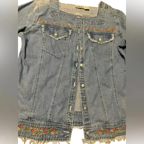 👖 Vintage Studio‎ West Women’s Denim Shirt Jacket L 👖 - Image 2