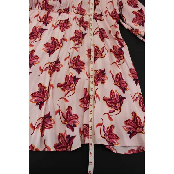 Eloquii Elements Floral Dress Womens 18/20 Pink Great V-Neck Puff Sleeve Midi - Image 8