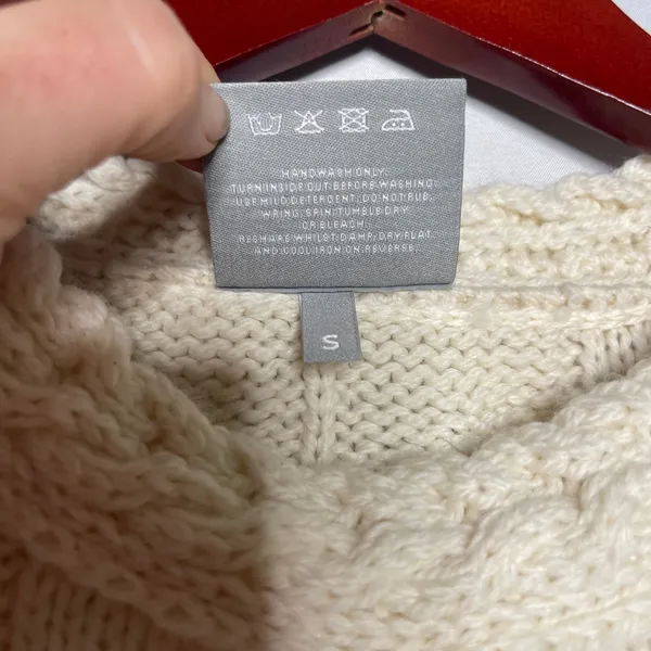 Aran Sweater Market Super Soft 100% Merino Wool Luxury Cable Knit Sz S - Image 6