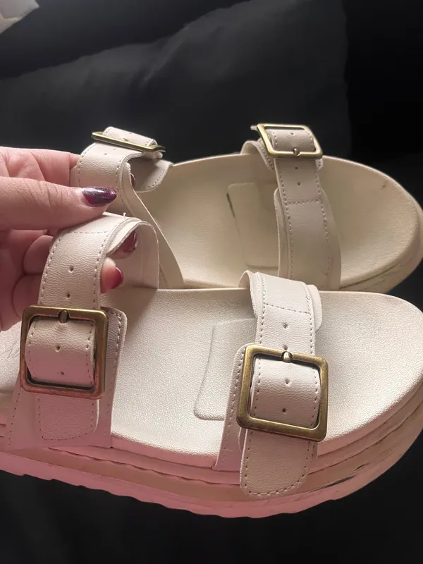 Ava & Ever White cream coastal summer buckle platform sandals city style boho - Image 7