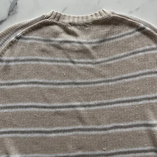 Madewell Linen Drop-Shoulder Sweater Heather Oat Multi Stripe Size Small Coastal - Image 6