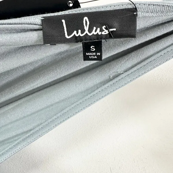 Lulus Surplice Stretch Jersey Knit Maxi Dress Side Slit Dusty Mint Small NWT - Image 3