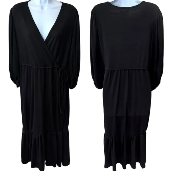 NEW Max Studio Tiered Little Black Dress Capsule Minimalist Dark‎ Romantic L - Image 2
